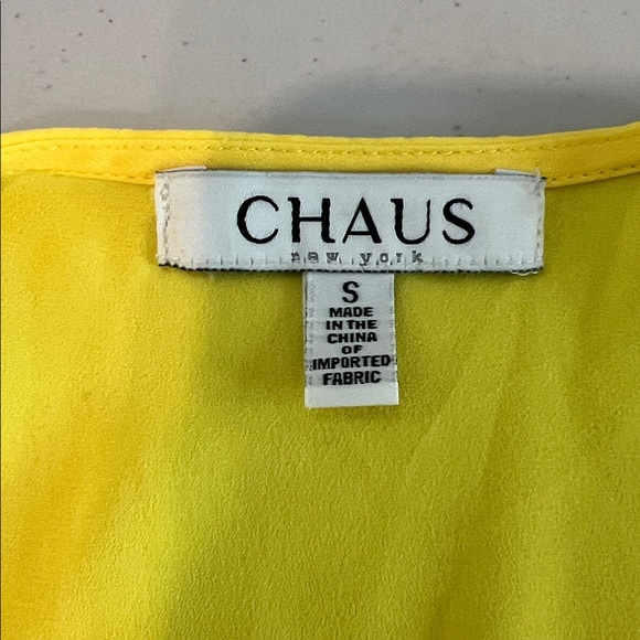 Chaus Sunny Yellow Sheer V-Neck Blouse - Size S - Picture 3 of 6